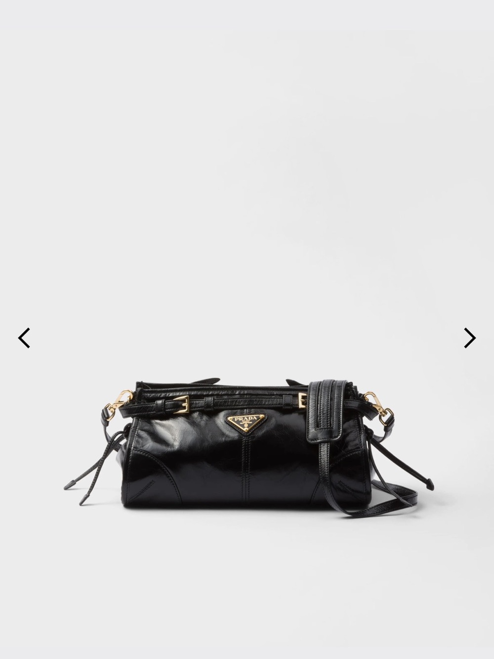 Prada Black Patent Leather Shoulder Bag with Gold Hardware